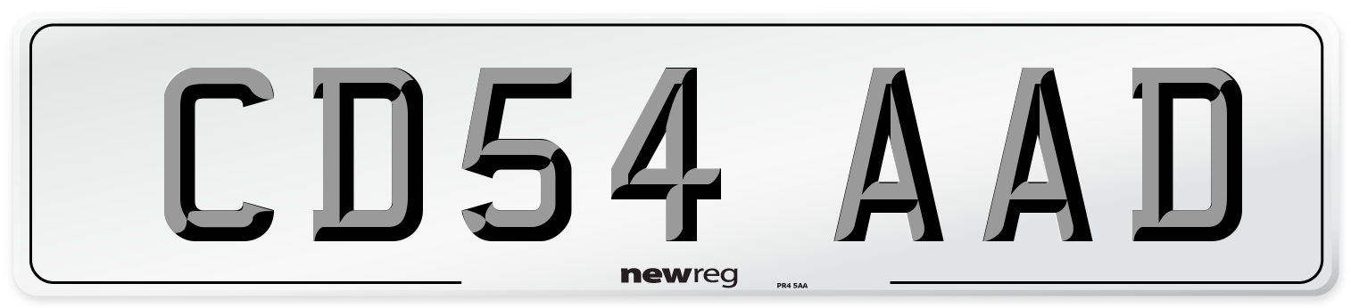 CD54 AAD Number Plate from New Reg